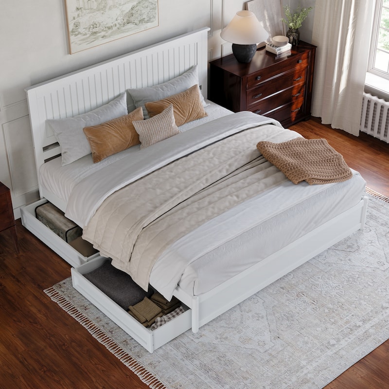 Malta Platform Bed with Panel Footboard and Storage Drawers