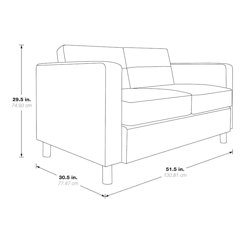 Porch & Den Wade Black Faux Leather Loveseat