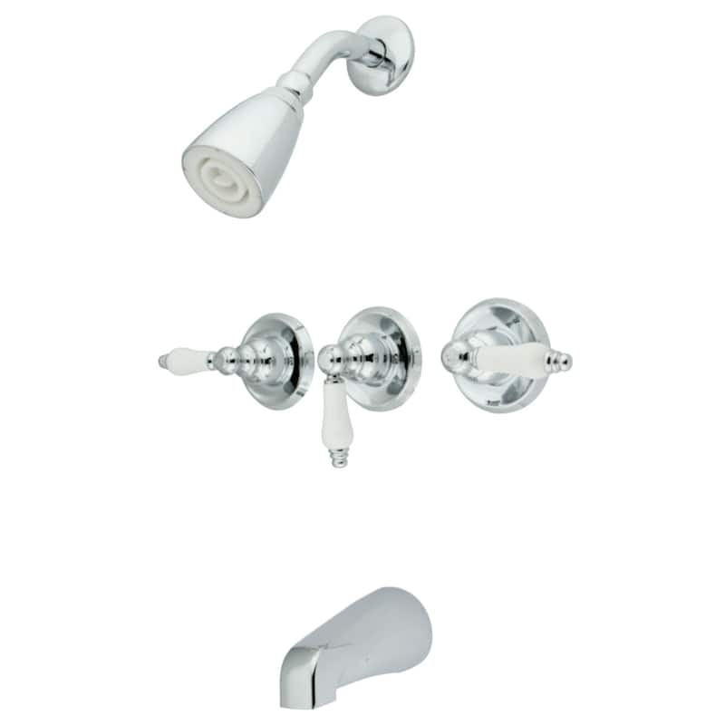 Victorian Three-Handle Tub and Shower Faucet - Polished Chrome