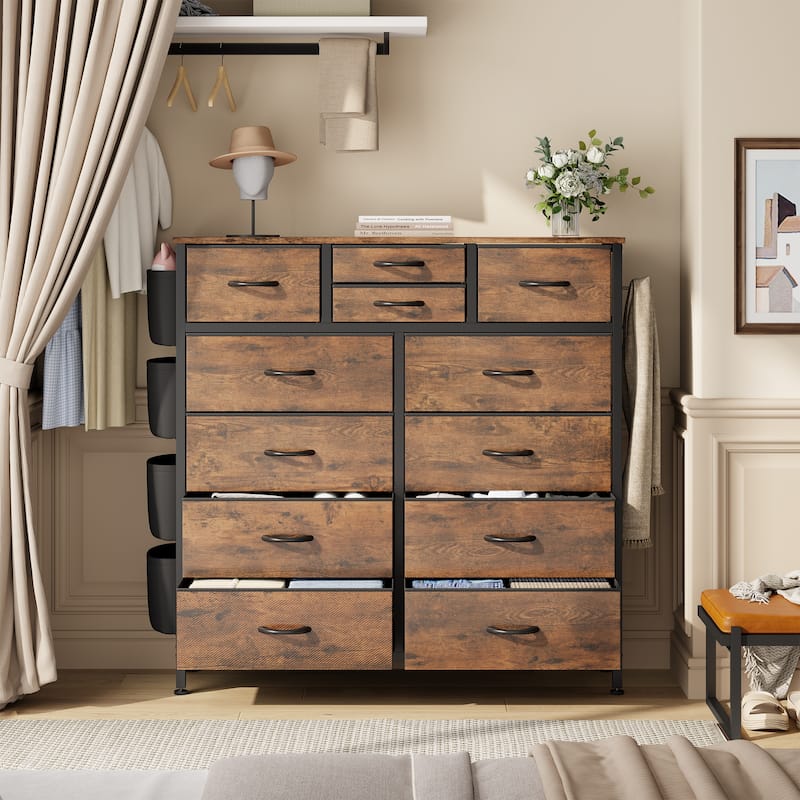 12 Drawer Dresser Fabric Tall Dressers for Bedroom Chest of Drawers