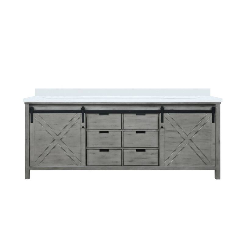 Marsyas Bath Vanity and White Quartz Countertop - 84 - Ash Grey