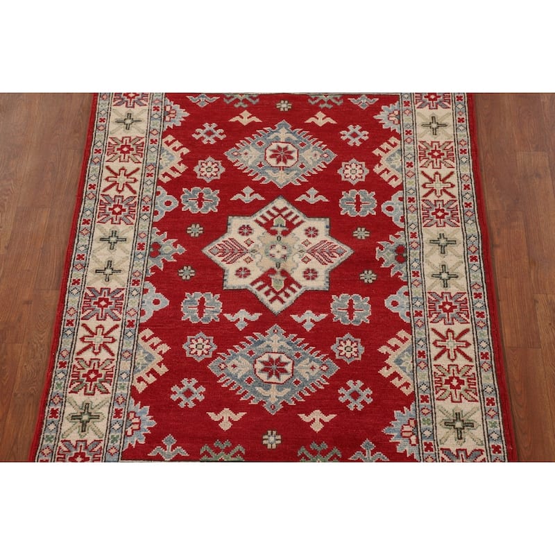 Kazak Accent Rug Hand-Knotted Traditional Oriental Wool Carpet - 3'6"x 4'11"
