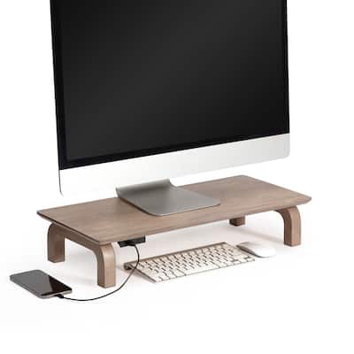 Jani Wood Monitor Stand Riser Desk - Ergonomic Design Stand, Desktop Organizer Table for Home, Office Workspace, Gaming Desk