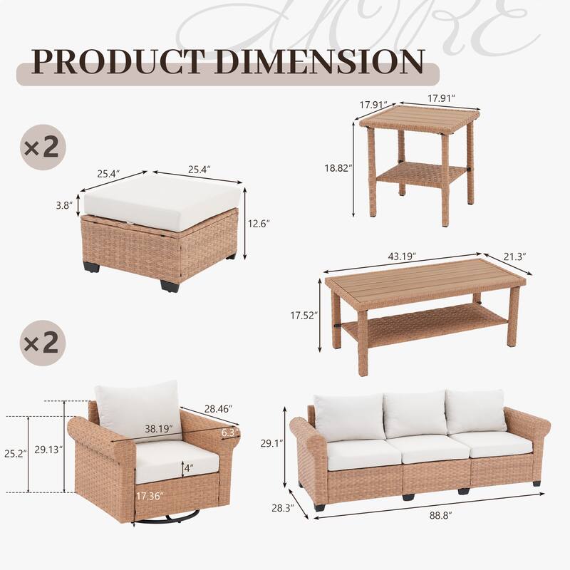 7-Piece Outdoor Conversation Set with Swivel Chairs