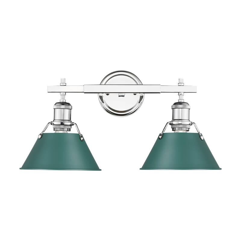 Yep by Golden Lighting Orwell 2-light Vanity in Chrome and Pine Green shade