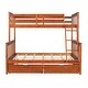 preview thumbnail 32 of 71, Elegant Twin-Over-Full Bunk Bed Wooden Kids Bed with Ladders,Guardrail,Staircase and Two Storage Drawers