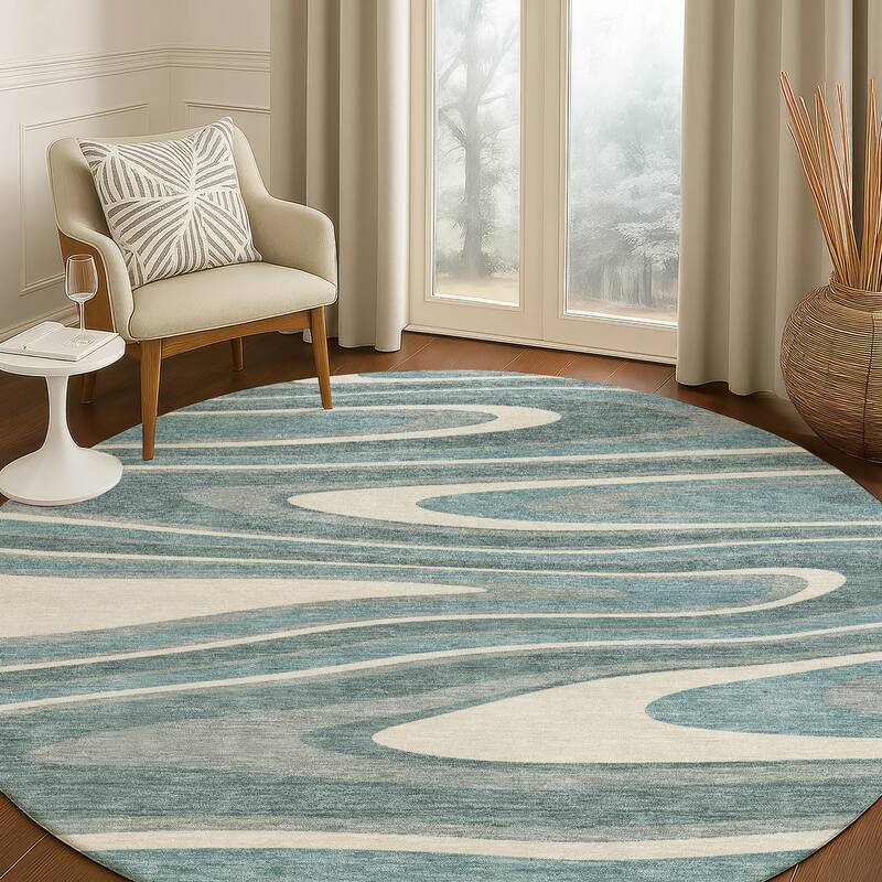 Machine Washable Indoor/ Outdoor Abstract Busey Chantille Rug