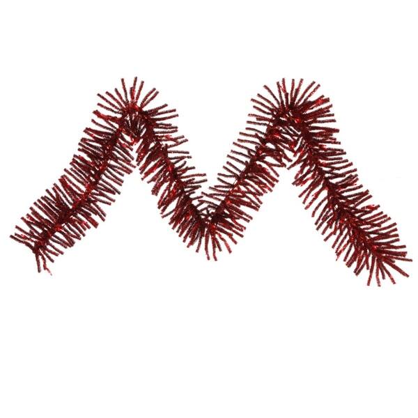 slide 2 of 2, 9' x 10" Ruby Red Spruce Artificial Christmas Garland Clear Lights