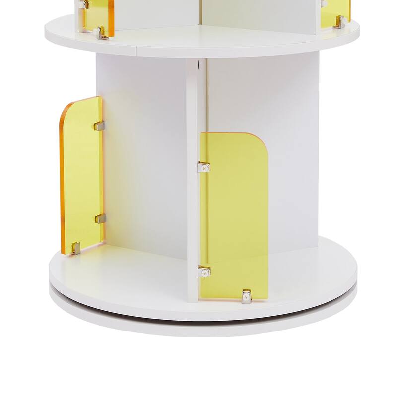 VECELO 5-Tier Rotating Bookcase 7.18" Bookends 50.39" Tall Space-Saving Design for 80-100 Books Bookcase