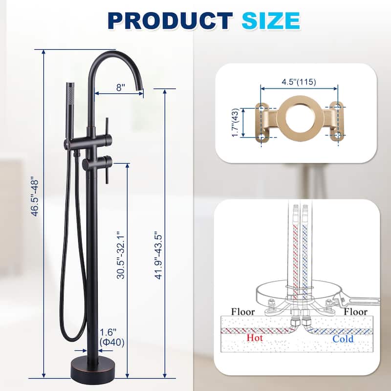 WOWOW Double Handle Freestanding Tub Faucet with Handheld Shower