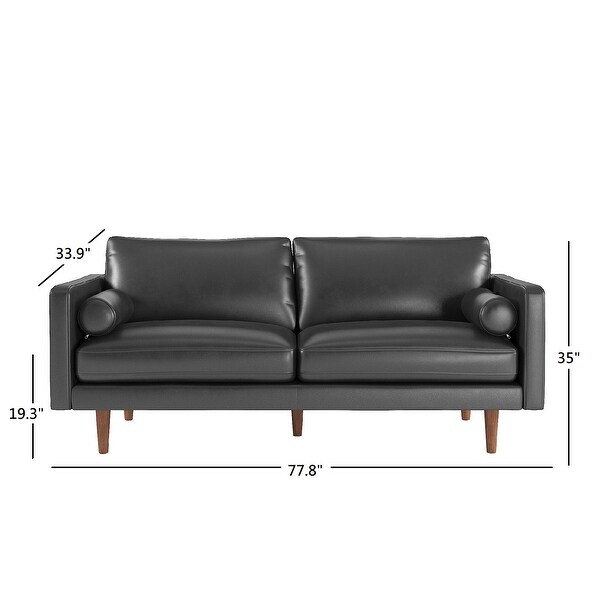 Oana Mid-Century Faux Leather Sofa by iNSPIRE Q Modern - On Sale