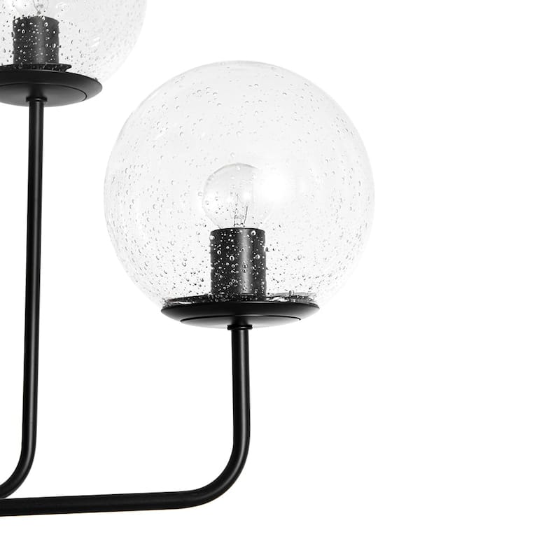 Modern 2-Tier Seeded Glass Globe Bubble Round Chandelier 27in Width