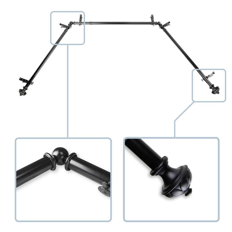 InStyleDesign Noah 13/16" Bay curtain rod 20"-36", 38"-72" - Black