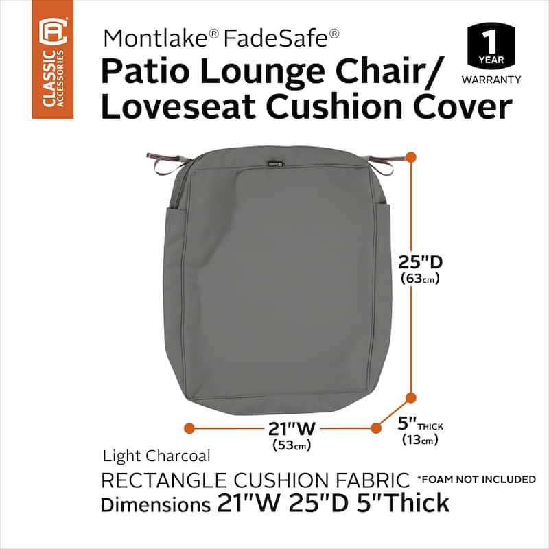Classic Accessories Montlake Water-Resistant Outdoor Cushion Slip Cover