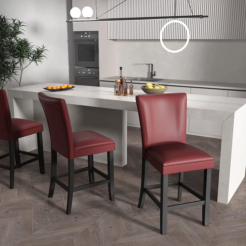 Bar Stools Faux Leather Upholstered Chairs Dining Chairs