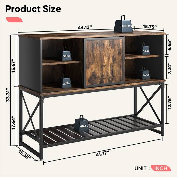 dimension image slide 0 of 2, Buffet Sideboard Storage Bar Cabinet with Sliding Door
