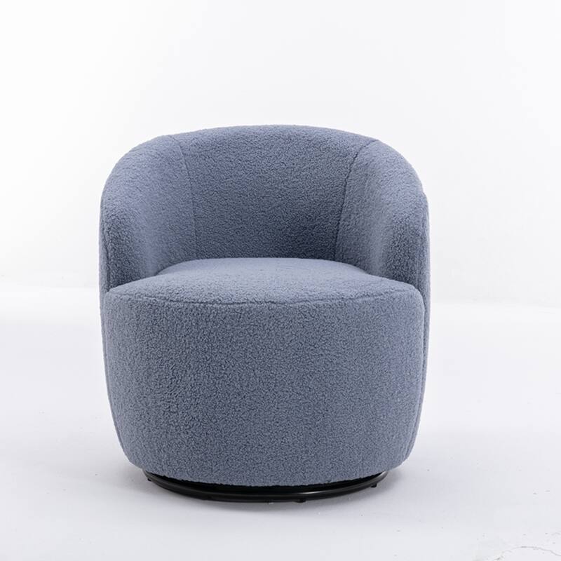 Teddy Fabric Swivel Accent Armchair Barrel Chair - Light Blue