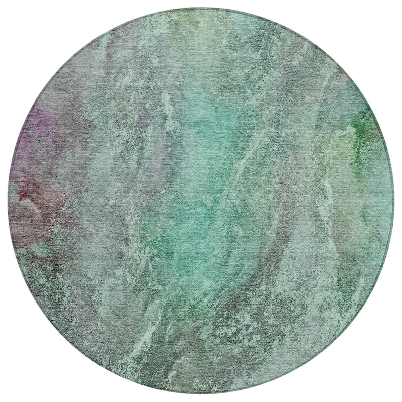 Machine Washable Indoor/ Outdoor Abstract Watercolor Chantille Rug
