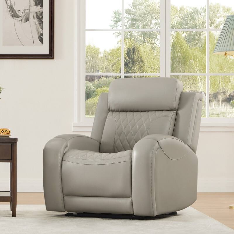Spruce & Spring Leather Dual-Motor Power Lay Flat Recliner with Power Headrest