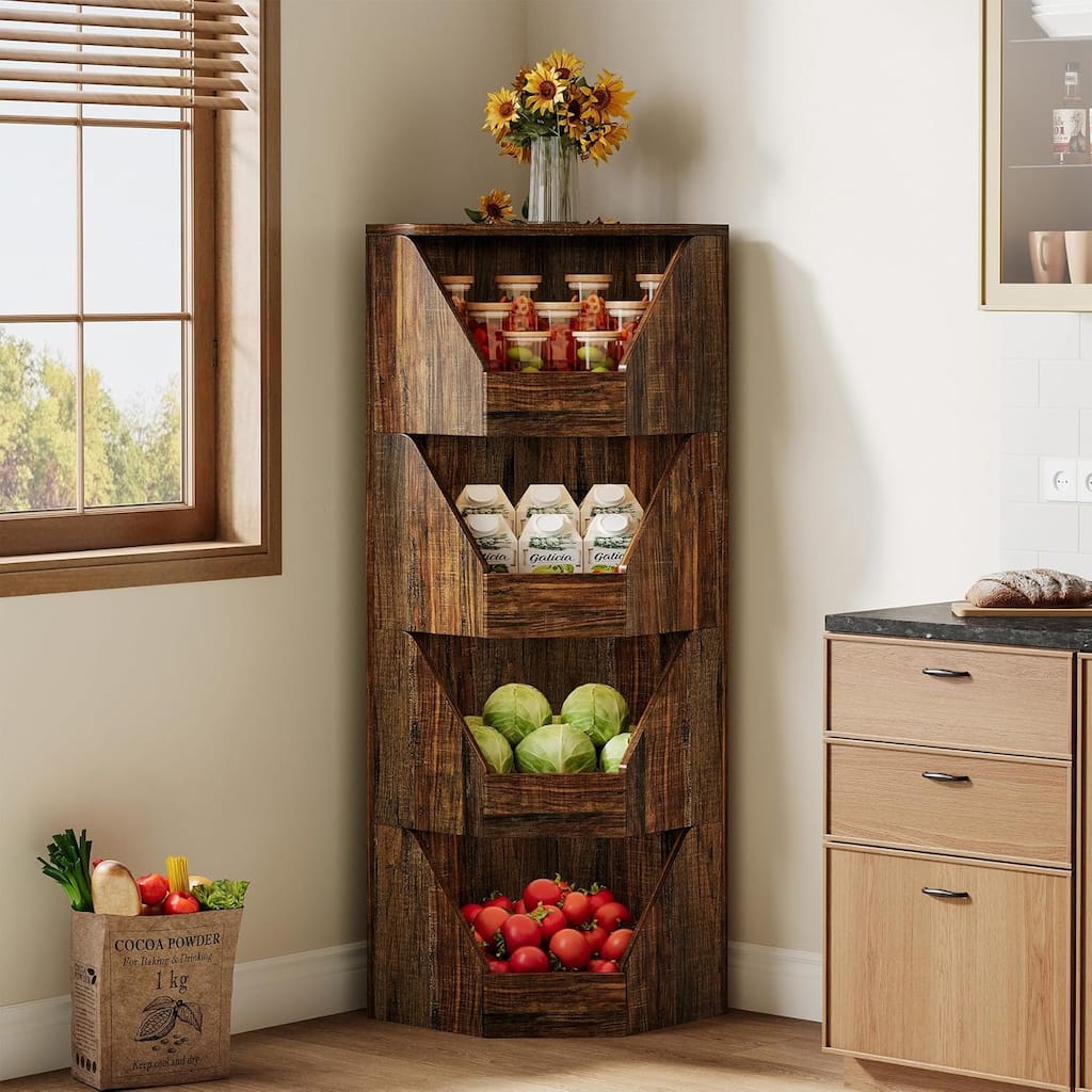 4-Tier Fruit and Vegetable Storage Rack for Kitchen Living Room