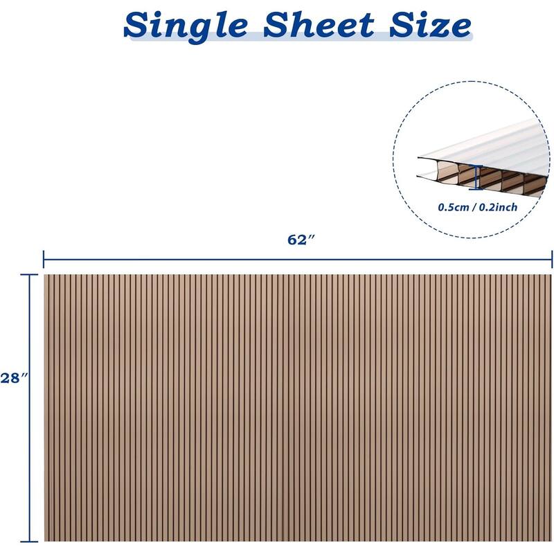 Aoodor 6-Pack Polycarbonate Panels, UV-Protected Waterproof Clear Sheets, Twin-Wall Design for Greenhouses and Gazebos