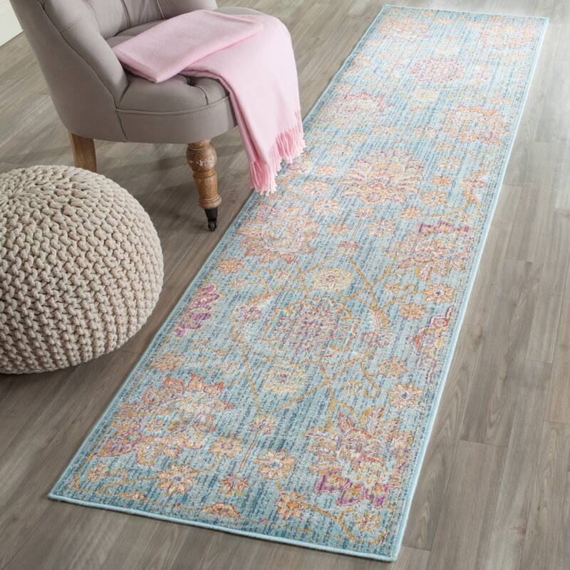 SAFAVIEH Sevilla Arda Traditional Oriental Viscose Rug - 2'1" x 8' Runner - Blue/Multi