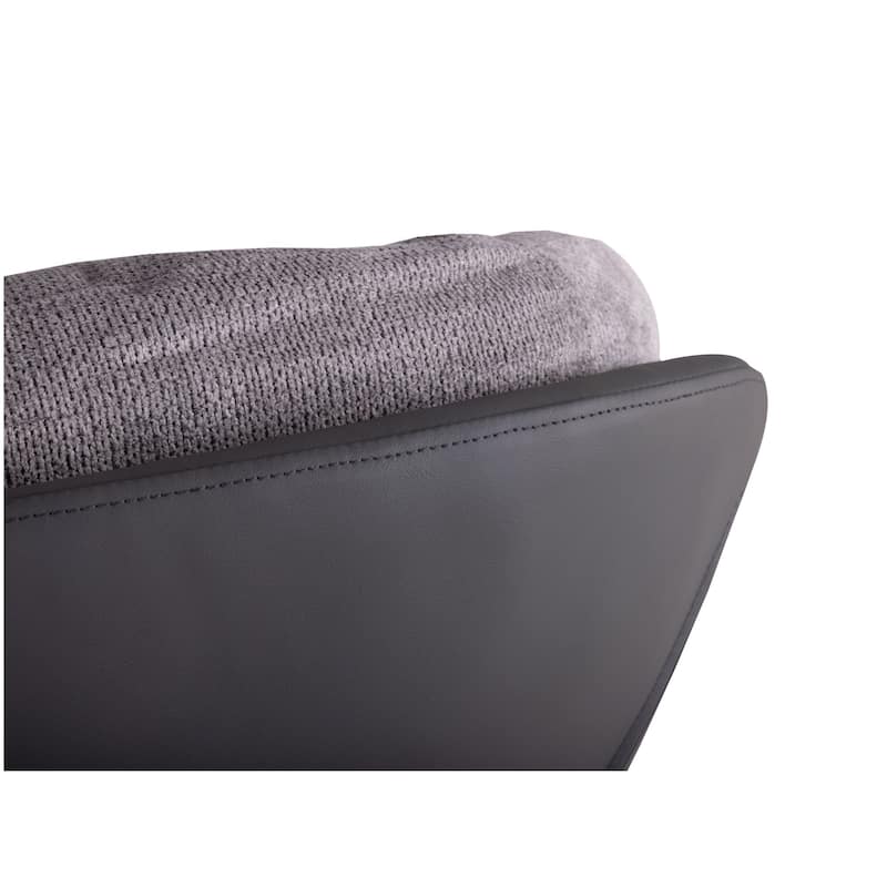 Black+Light Gray 32.25" Chenille Swivel Lounge Chair