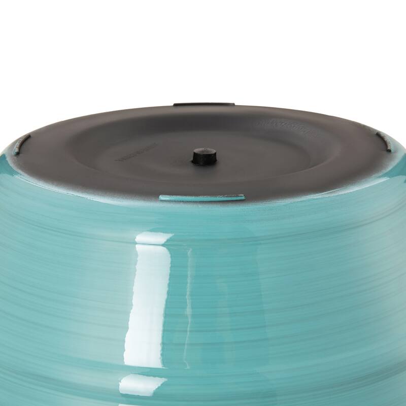 Glitzhome Set of 2 Round Cobalt Blue/Turquoise/Red Faux Ceramic Pot Plastic Planter