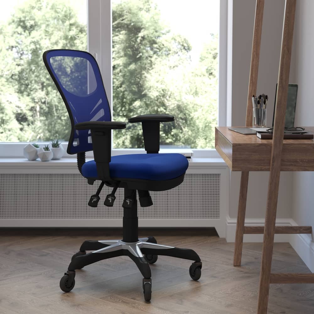 Mid-Back Ergonomic Multifunction Mesh Chair with Polyurethane Wheels