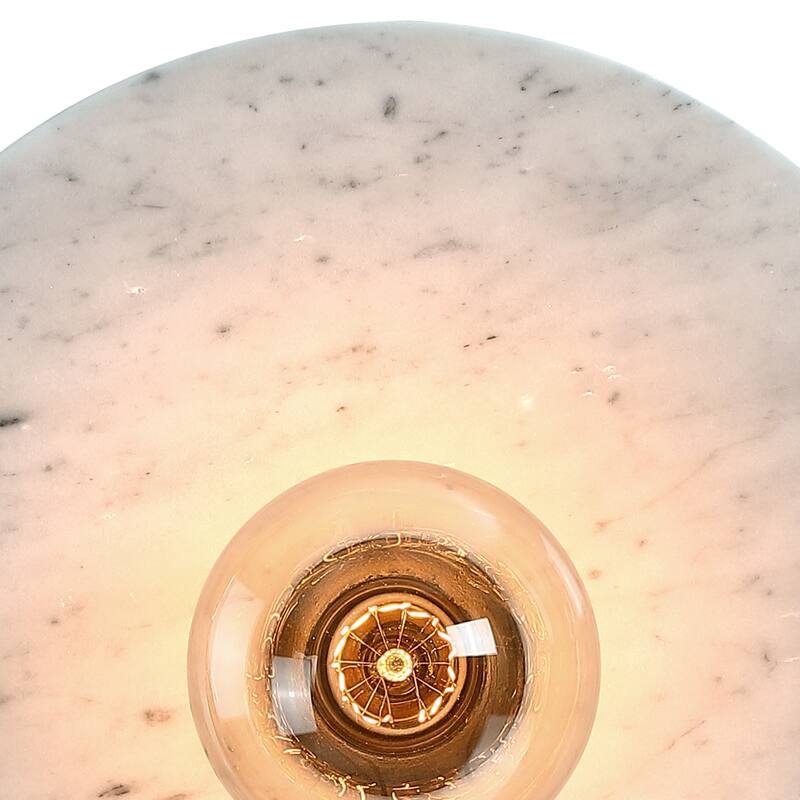 Fina 12 in. 1-Light Matte Black Indoor Wall Sconce Light with Natural Marble for Bathrooms