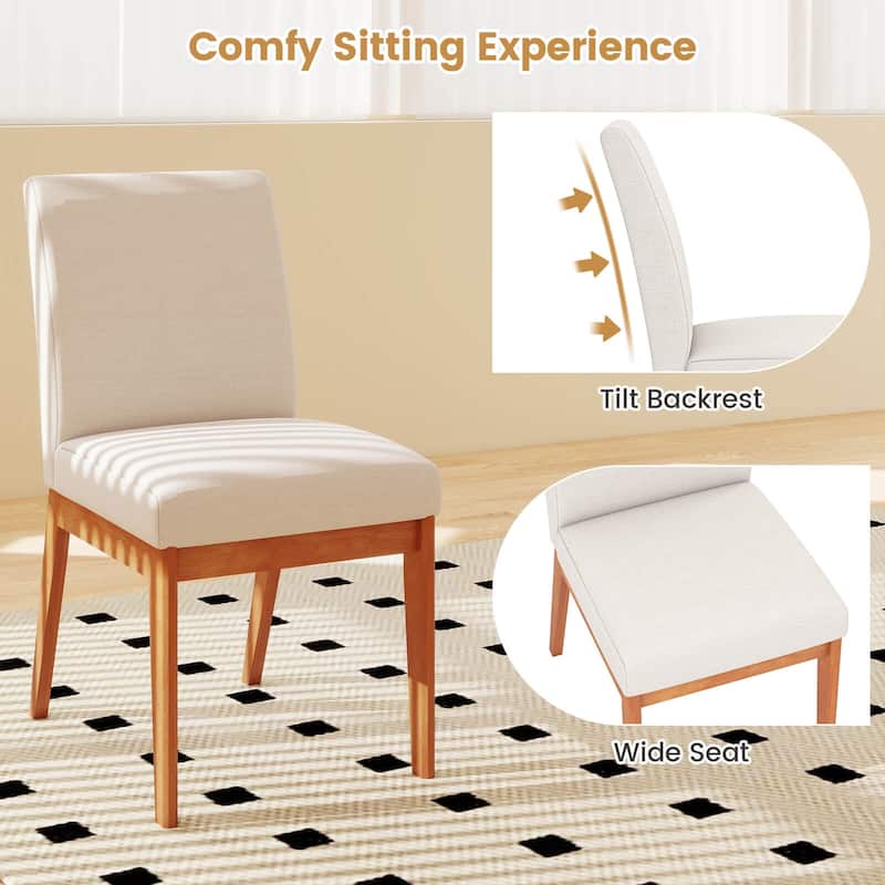 Costway Modern Kitchen Chair Set of 2/4 Dining Chair with Rubber Wood