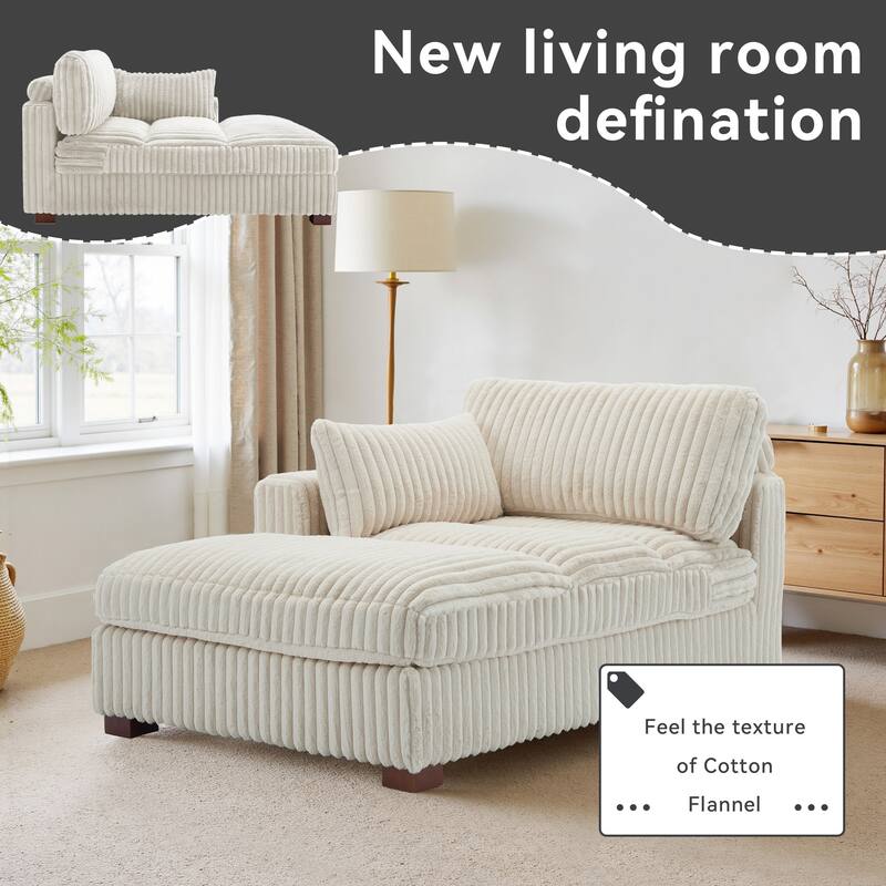 UIXE Upholstered Plush Chaise Lounge Chair For Interior