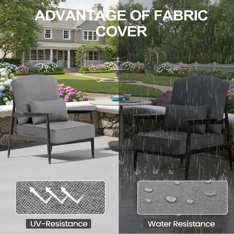 24 x 24 x 5.5 in Patio Premium Fabric Outdoor Seat Cushions Set (Seat & Back) with Pillow