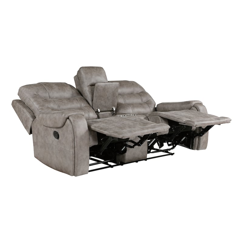 Fremont & Park Gerald 76.5" Microfiber Manual Double Reclining Loveseat with Console