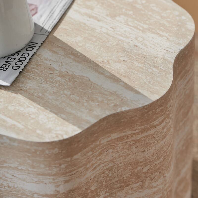 Set of 2 Round Coffee Tables for Living Room, Faux Mars Pattern Modern Minimalist Side Tables Accent End Table End Table