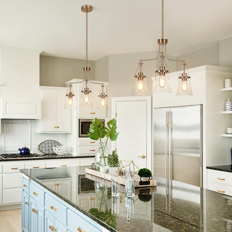 Haye Modern 3-Light Wheel Chandelier Cluster Pendant Lights for Kitchen Island - D 21.3" x H 16.9"