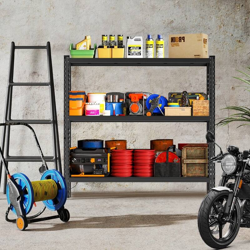 3-Tier Adjustable Metal Storage Rack, Black, 31.5/63"H - 63"H