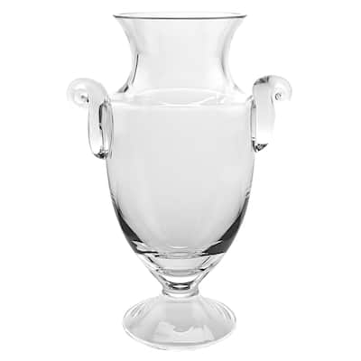 14" Mouth Blown Crystal European Made Trophy Vase