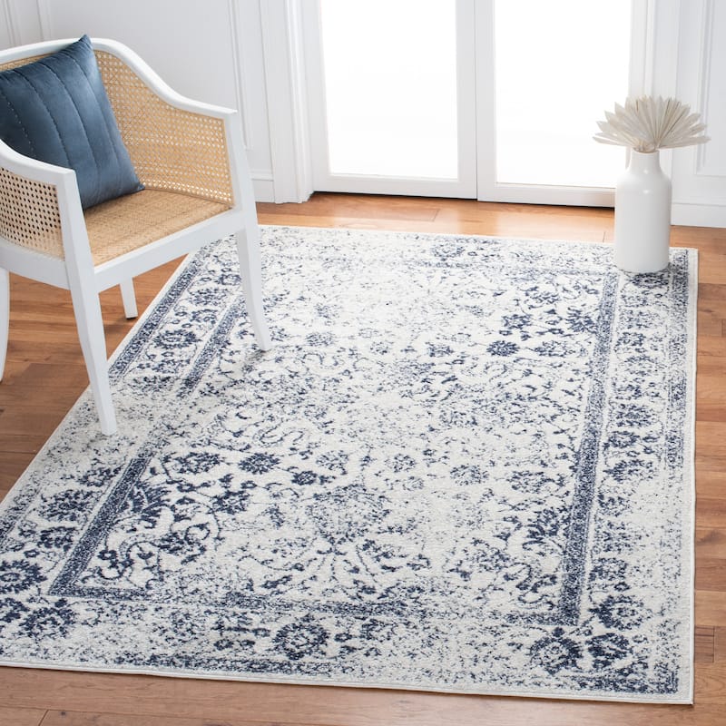 SAFAVIEH Adirondack Dakota Rustic Shabby Chic Distressed Rug - 3' x 5' - Ivory/Navy