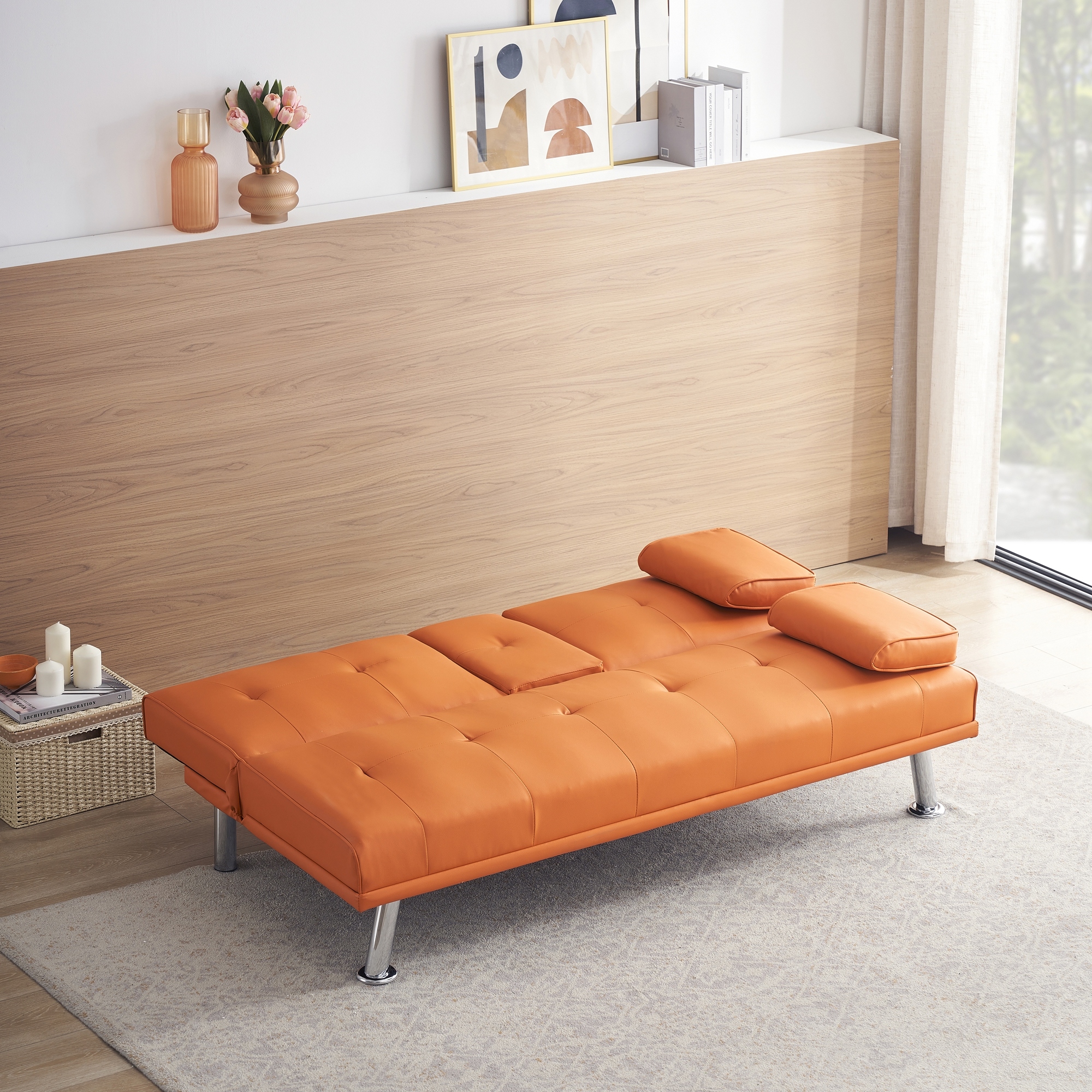 Leather double 2025 sofa bed