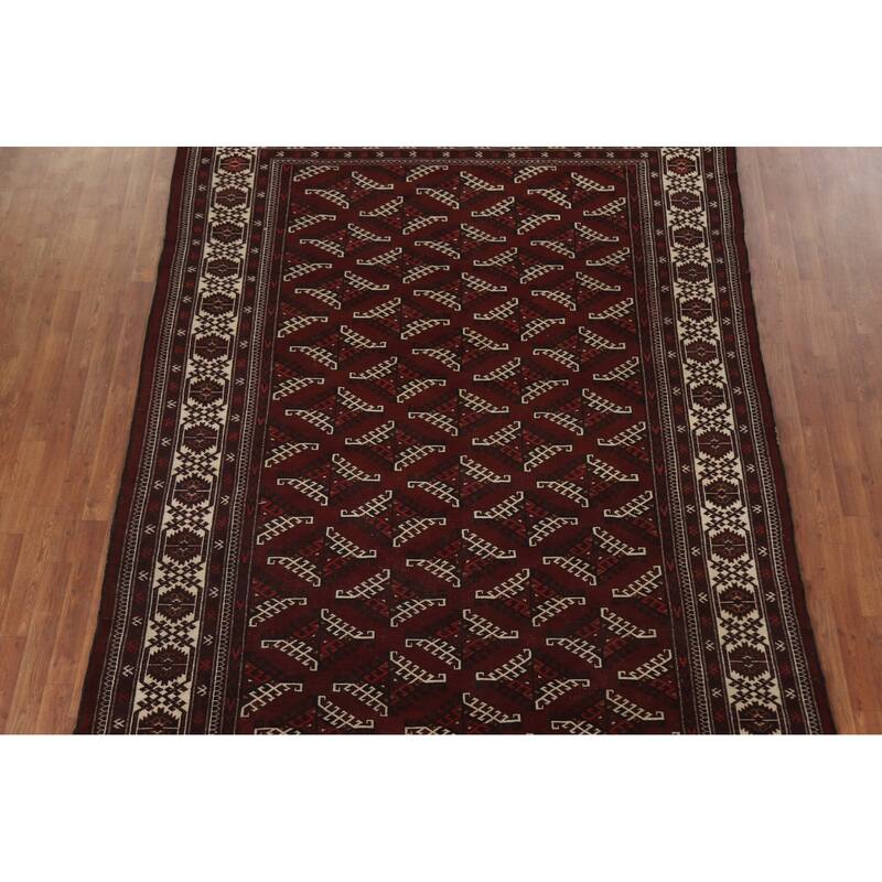 Hand Knotted Oriental 100% Wool Carpet Traditional Geometric Red Bokhara Area Rug - 11' 9'' X 7' 2''