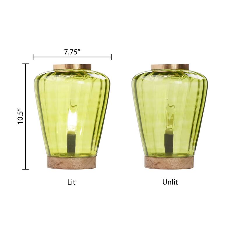 Lily River of Goods Chartreuse Green and Gold Glass 10.5-Inch Accent Lamp - 7.75" x 7.75" x 10.5"