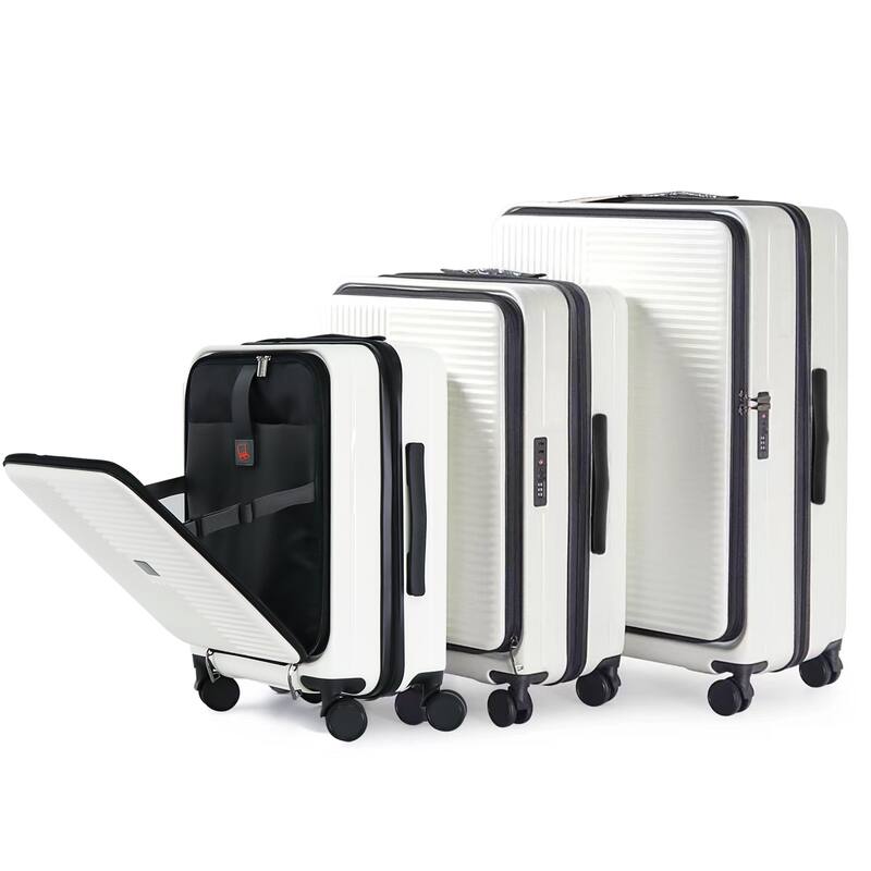 Luggage Sets 3 Piece, ABS Hardshell Lightweight Carry On Luggage with Front Opening and TSA Approved Lock, for Men and Women - Creamy White