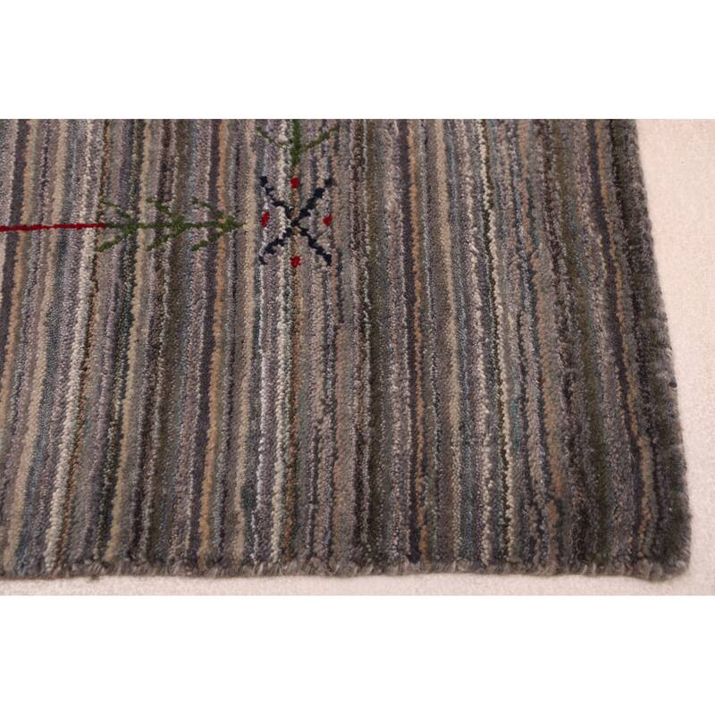 ECARPETGALLERY Hand Loomed Kashkuli Gabbeh Grey Wool Rug - 5'0 x 7'10