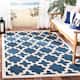 SAFAVIEH Courtyard Dorthey Indoor/ Outdoor Patio Backyard Rug - 4' x 5'7" - Navy/Beige