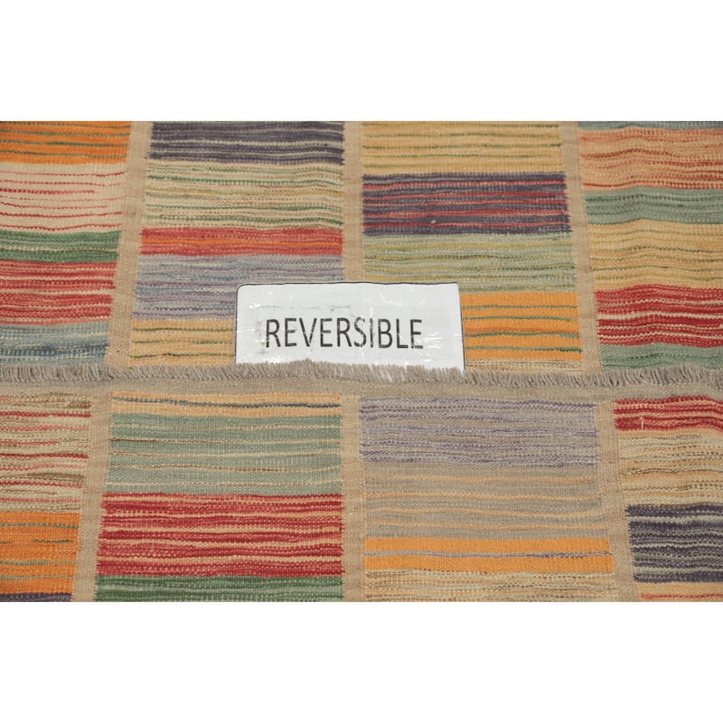 Hand Woven Oriental 100% Wool Carpet Southwestern Modern Multi-Colored Kilim Area Rug - 7' 10'' X 5' 4''