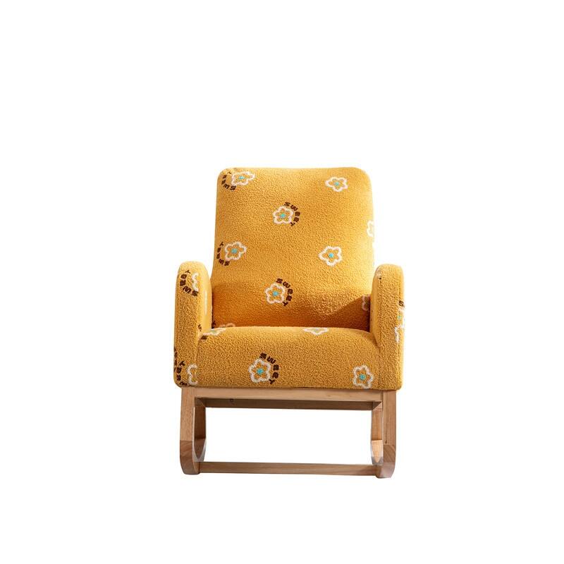26.8"W Rocking Chair for Nursery, Boucle Nursery Chair With Side Pocket
