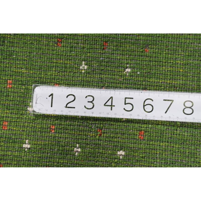 Green Gabbeh Indian Area Rug Hand-Knotted Wool Carpet - 5'4"x 7'9"
