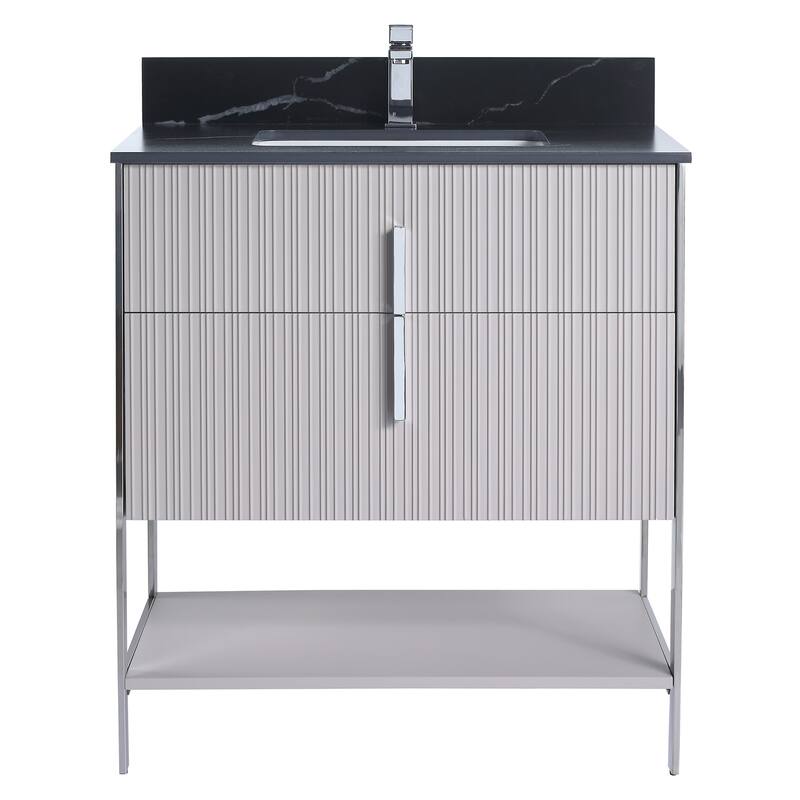 Fine Fixtures Serenity Modern Bathroom Vanity with Black Sintered Stone Top