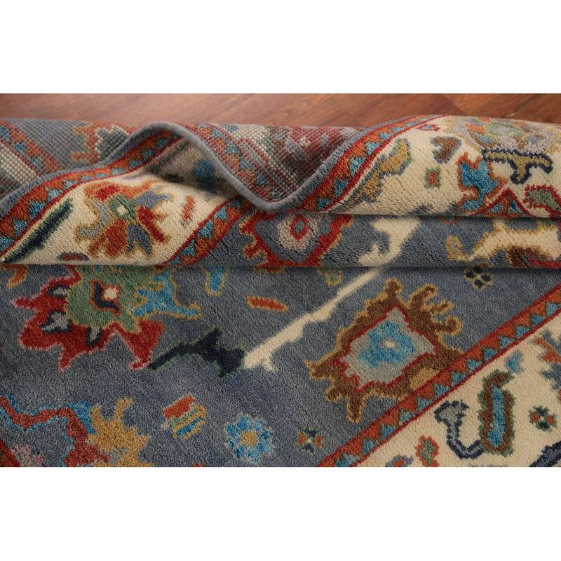 Blue Oushak Oriental Rug Transitional Handmade Wool Carpet - 4'1"x 5'11"